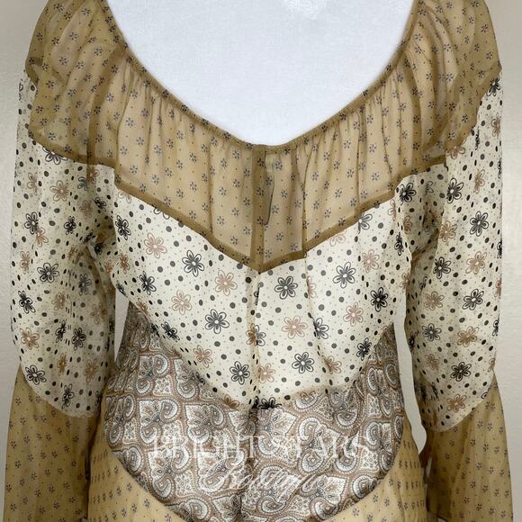 Extremely Rare Silk Print Top ASO Fred Angel Blouse Boho ALT Lorelai Gilmore - Picture 11 of 11